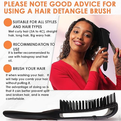 Miniatura 3 de Cepillo desenredante para cabello húmedo, 3 piezas, cepillo para el cabello para mujeres, cepillo desenredante para cabello rizado, peine de dientes