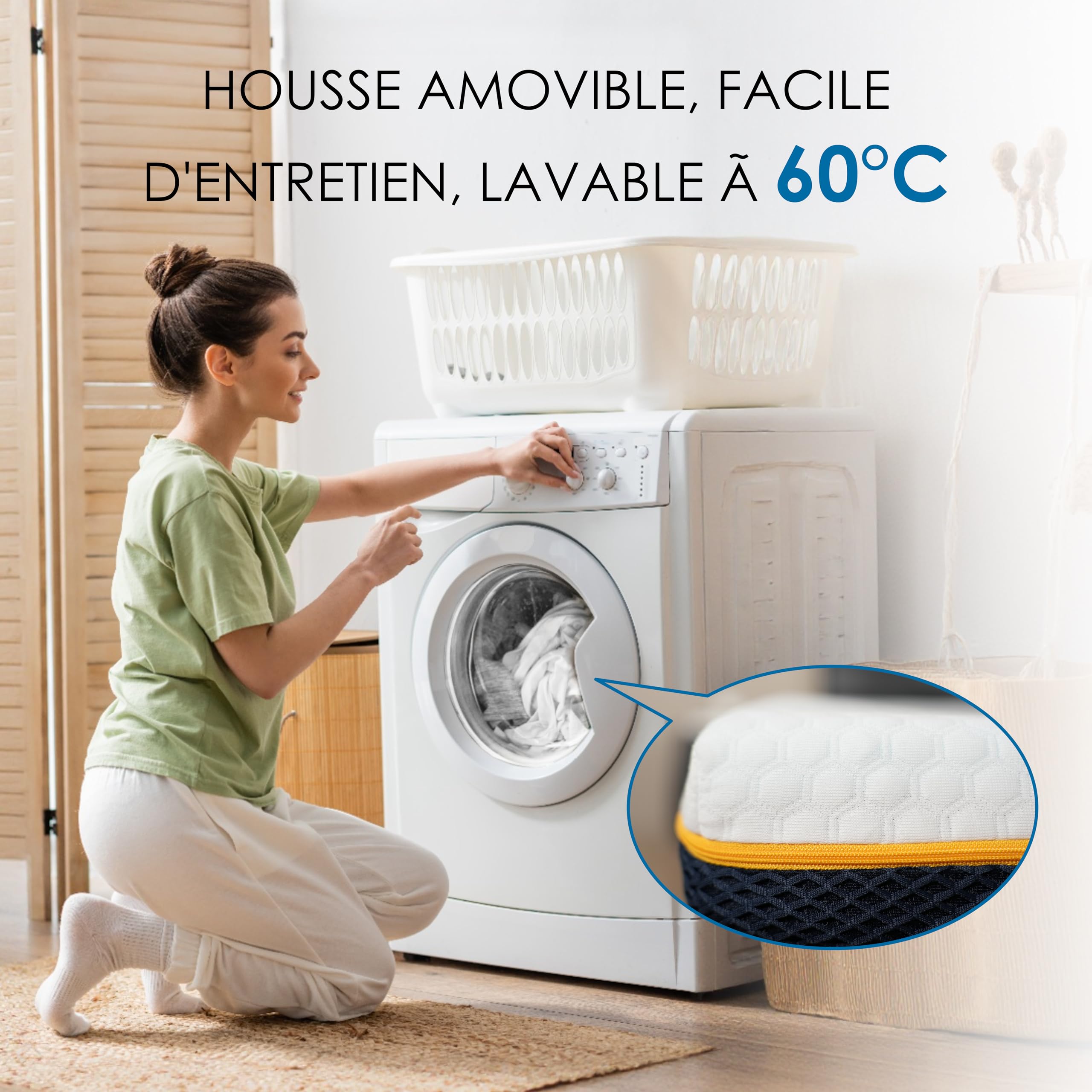 Surmatelas DEWINNER sur Matelas 2 Personnes 140x190 cm, épais de 7,5 cm en Mousse mémoire, équipé d'une Housse extérieure Amovible, Frais, Respirant et antiallergique, certifié Oeko-TEX.