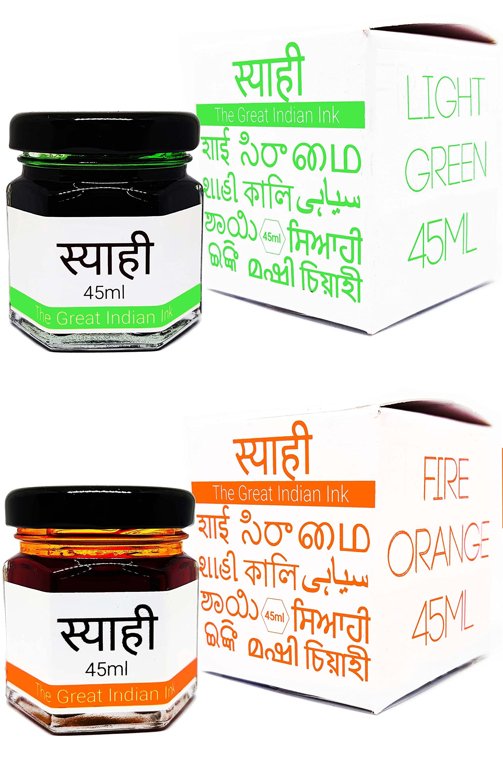 Syahi - The Great Indian Ink - Fountain Pen, Calligraphy, Drawing, Doodle, V5, V7, Trimax (Light-Green-Fire-Orange)-image-26
