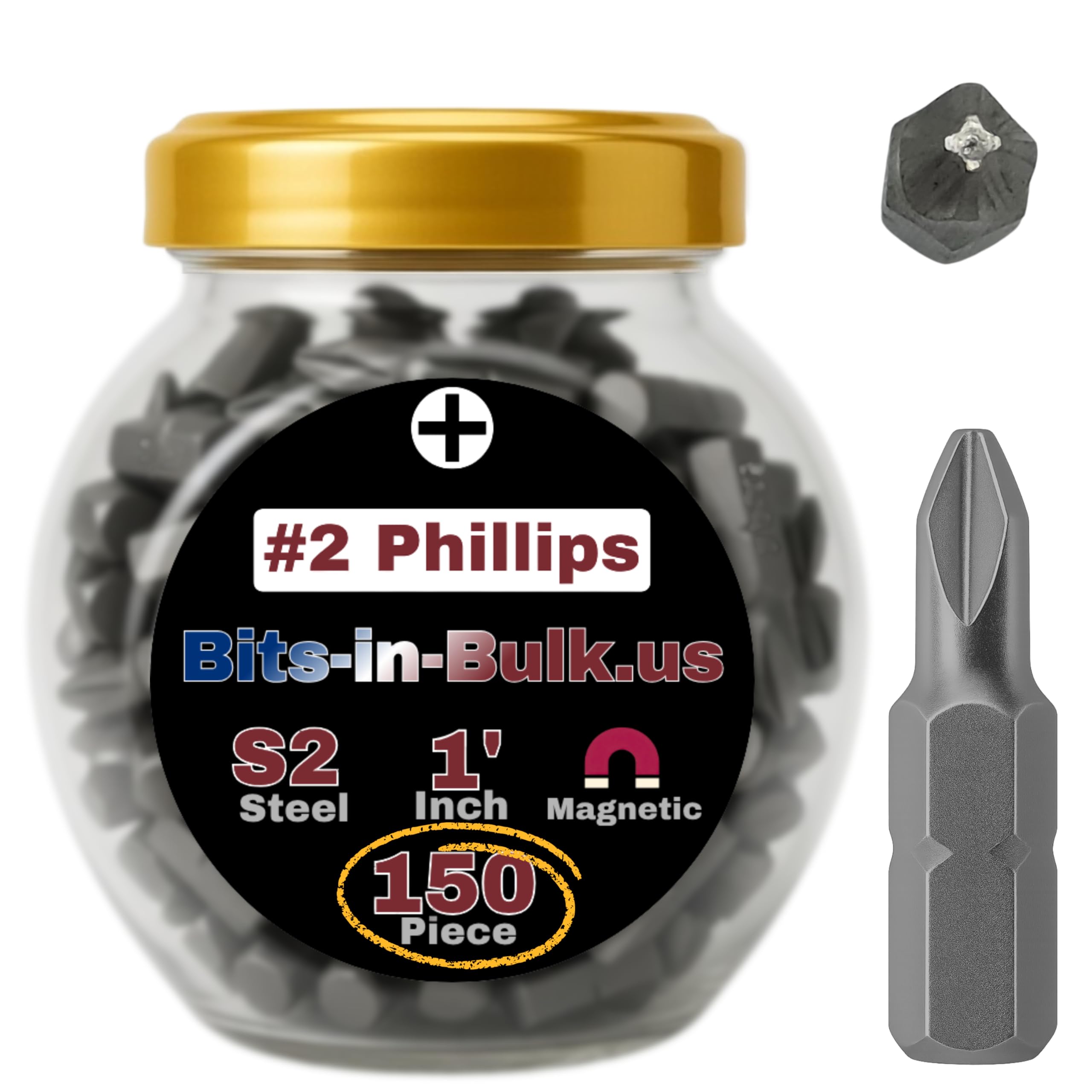 Embouts de tournevis Phillips 2 en acier S2 contre la casse outil de vissage 2,5 cm