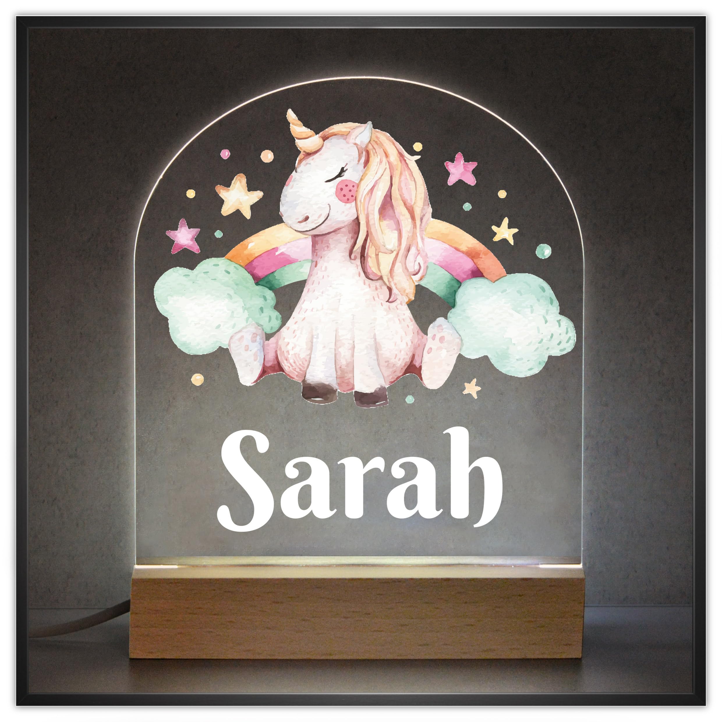 Personalised Unicorn Room Sign with Childs Name, LED Night Lights For Girls, Unicorn Theme Bedroom Decor, Baby Toddler Infant, Playroom Nursery Table Lamp