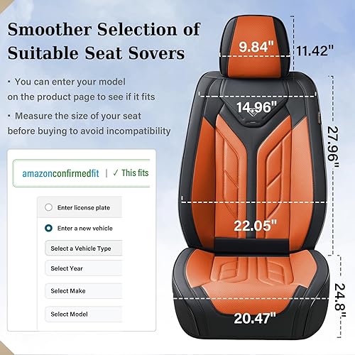 Vista 46 de Coverado Juego completo de fundas para asiento delantero y trasero para automóvil, cuero, impermeables, acojinadas, protectoras, ajuste universal