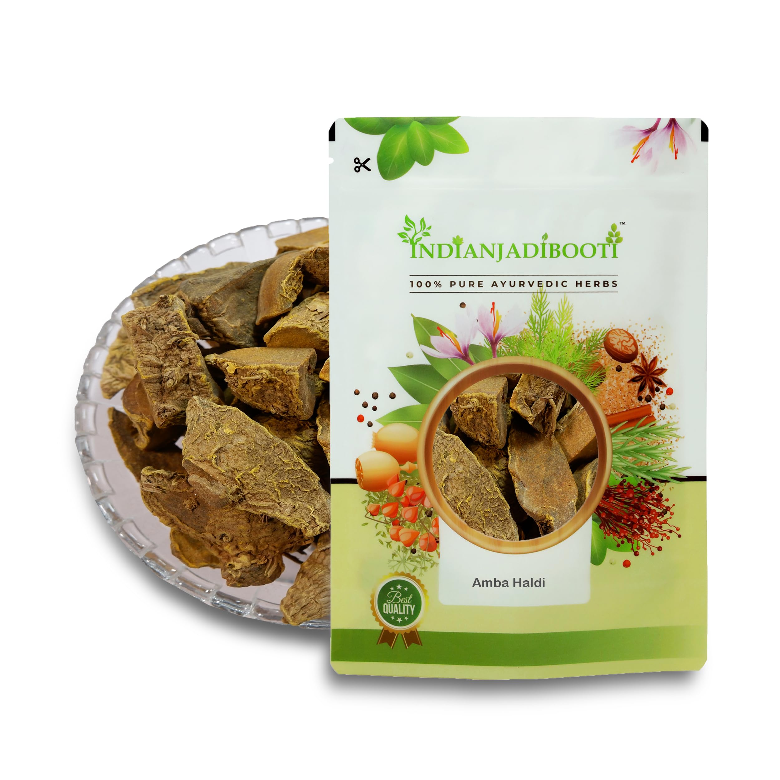 IndianJadiBooti Pure Amba Haldi Whole (Curcuma Amada) | Raw Mango Ginger Roots for DIY Grinding, Oil Infusions, Skincare & Joint Comfort | 250 Grams