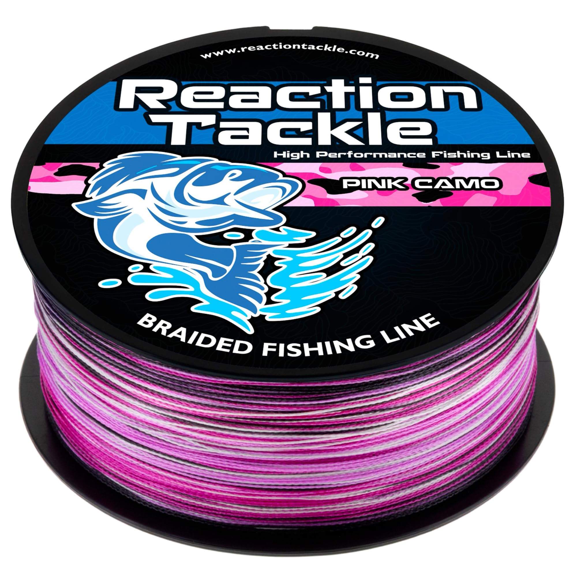 Reaction Tackle Colorfast Braid Line Pink Camo 8Lb 300Yd