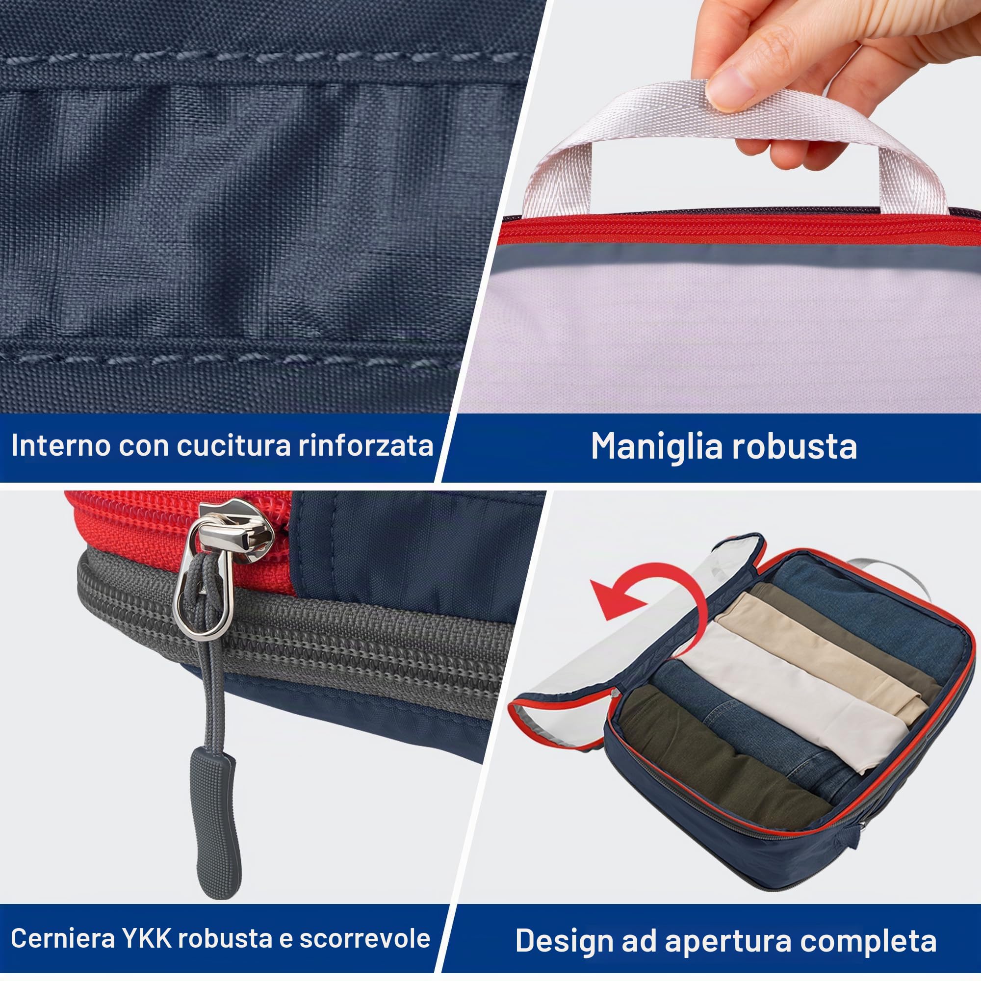 Cipway Organizer Valigia,Cubi da Imballaggio a Compressione, Design a Rete, Salvaspazio Borse da Viaggio Set Sacchi Sottovuoto Vestiti da Viaggio per Zaini o Bagagli a Mano (Blu,6 Pezzi)