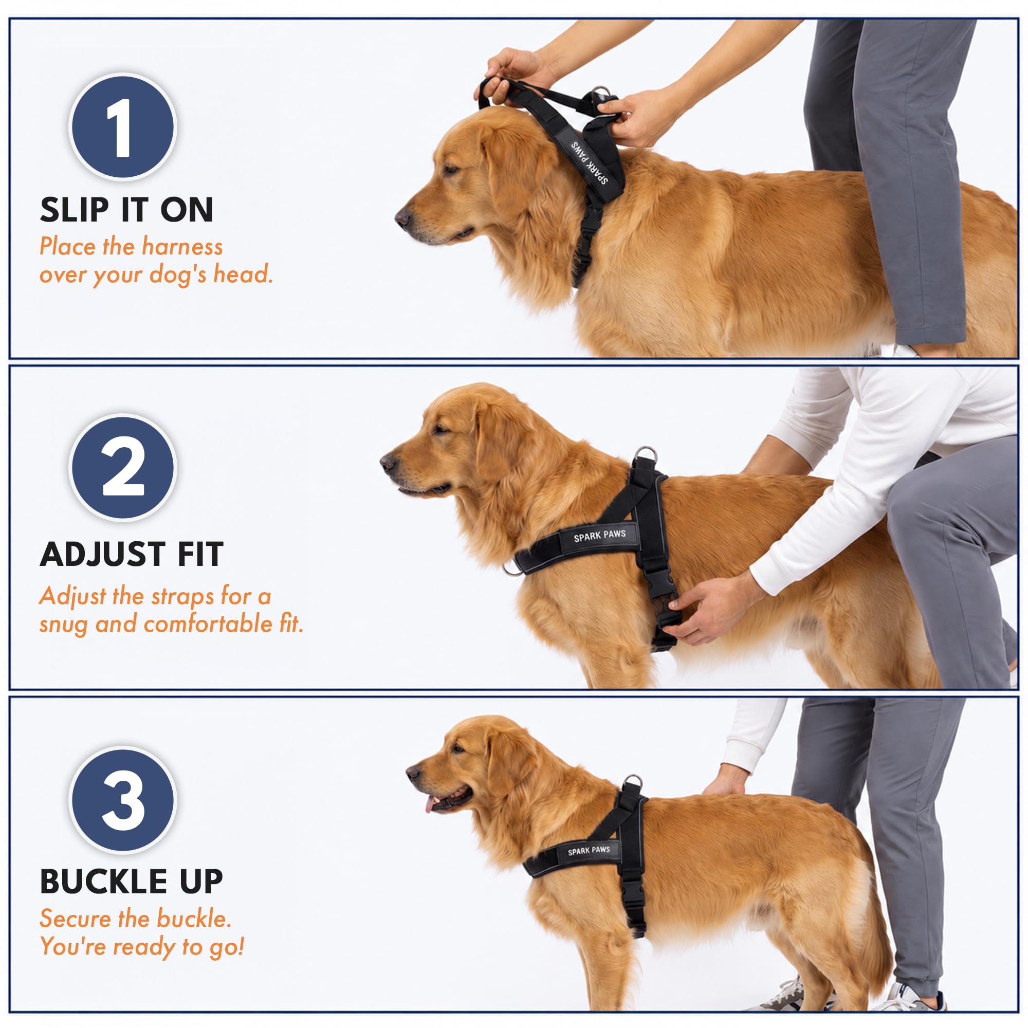 Amazon | Spark Paws No Pull Front Clip Dog Harness - 簡単装着