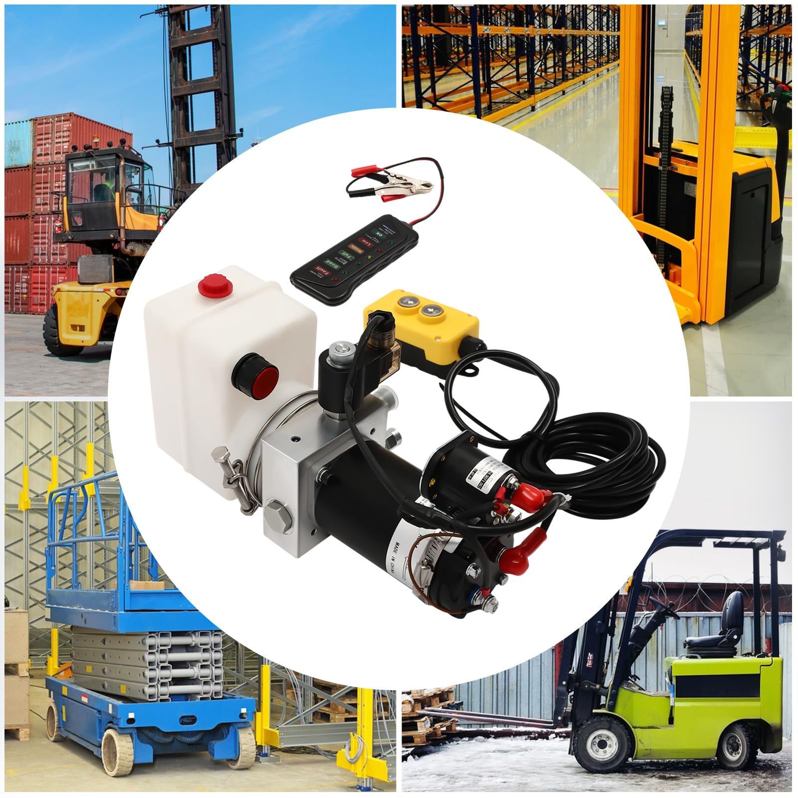 COFECO Electric Hydraulic Pump, 800W Hydraulic Pump for Dump Trailer, 12V 1.58 Quart Hydraulic Power Unit Single Acting Dump Truck Hydraulic Pump for Power Up & Gravity Down