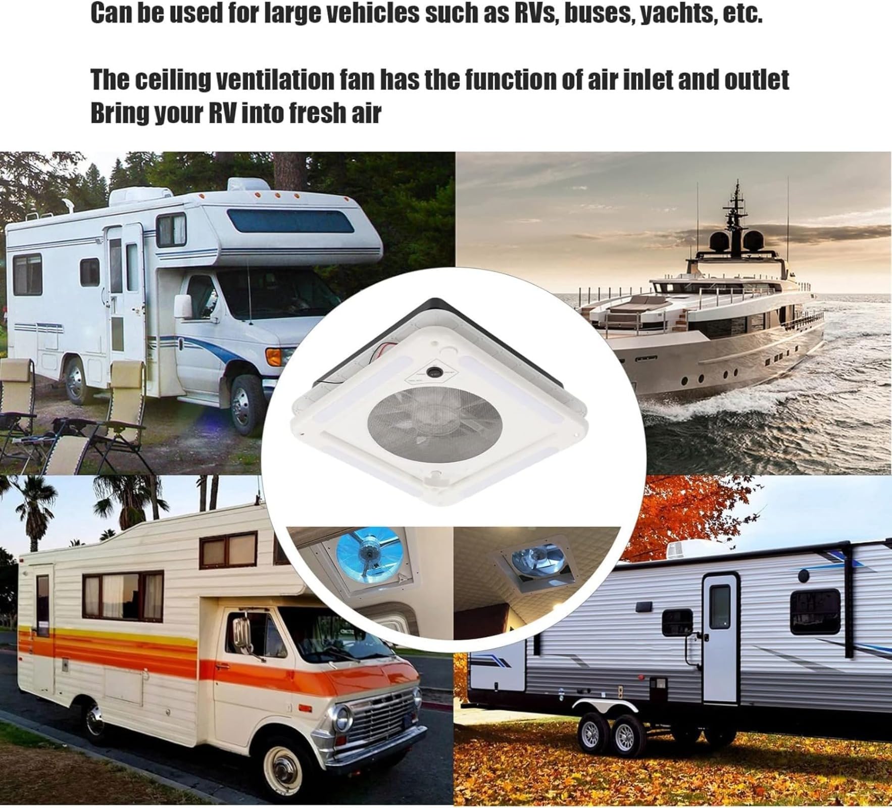 Amazon | RVルーフベントファン、 キャンピングカー換気扇、12V