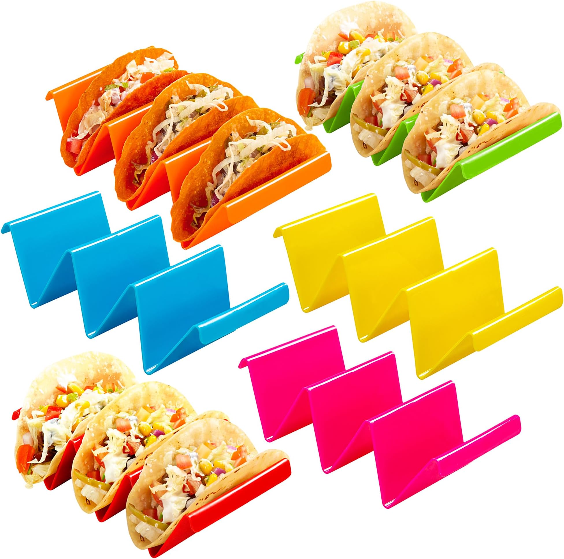 Colorful Taco Holder Set of 6-Stainless Steel Taco Holder For Party-Stylish Taco Stands For Tacos & Shawarma-Taco Rack with Easy-Access