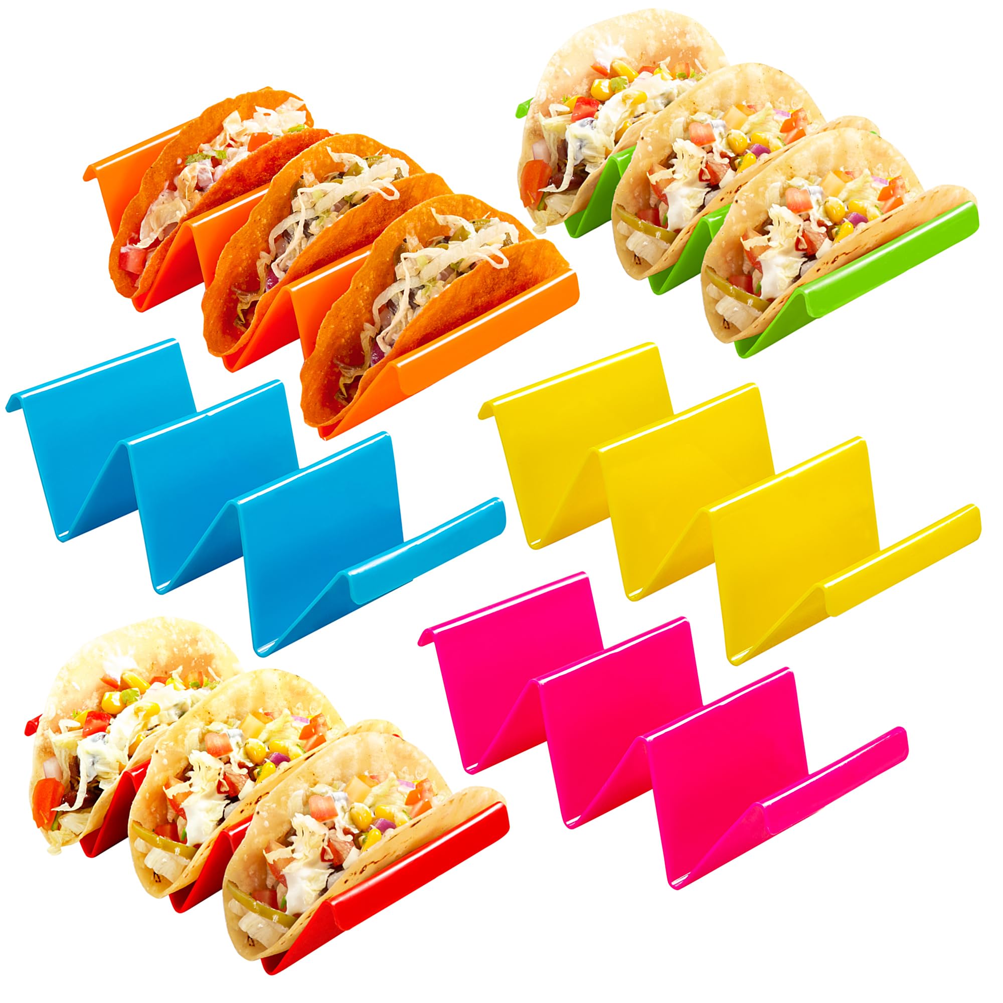 Colorful Taco Holder Set of 6-Stainless Steel Taco Holder For Party-Stylish Taco Stands For Tacos & Shawarma-Taco Rack with Easy-Access