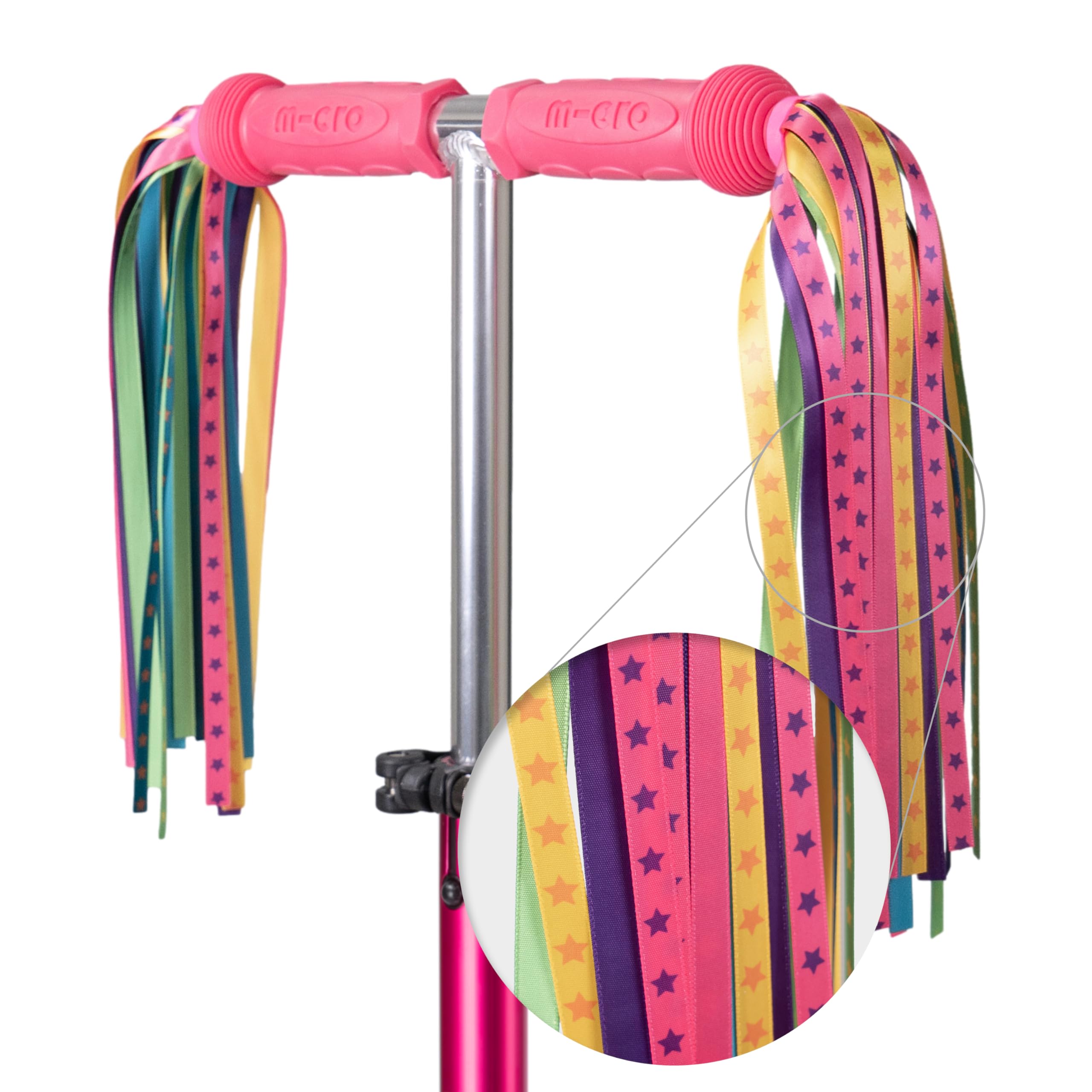 Micro Scooter | Bike/Scooter Eco Handlebar Ribbons | Bike Accessories | Streamer Tassels | Durable | Easy To Attach | Waterproof | One Size | Rainbow Star