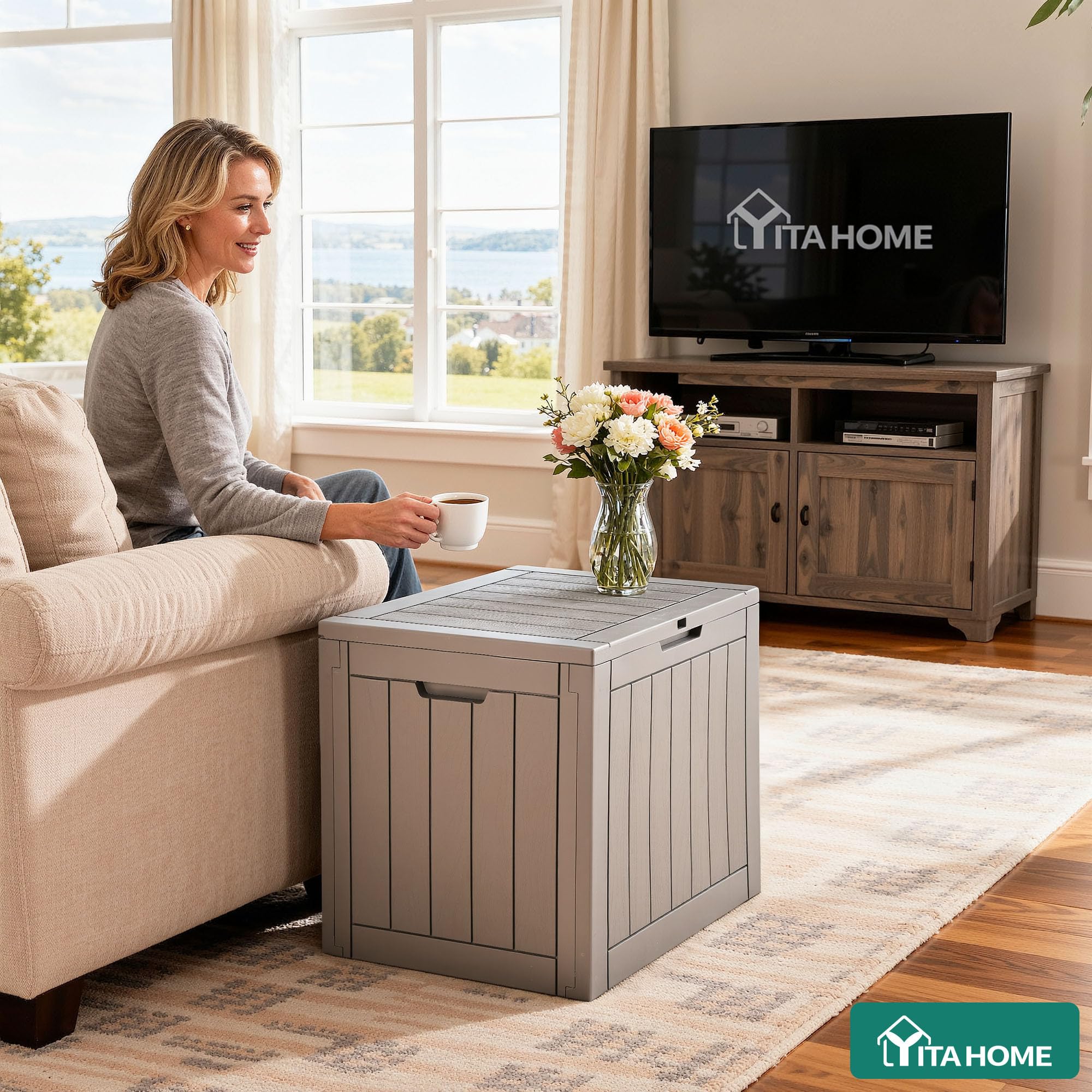 YITAHOME Baule da Esterno 118L per Giardino, Patio Forniture e Attrezzi