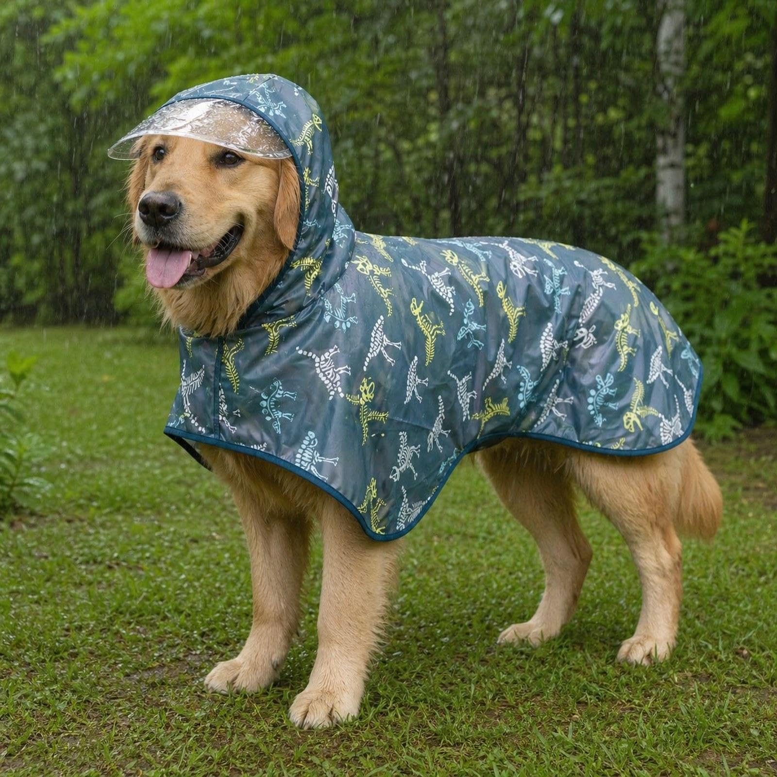 Poncho Impermeable para Perros con Capucha, Material Ligero, Diseño Ajustable, Capucha Transparente, Ideal para Paseos en Días de Lluvia, 4XL
