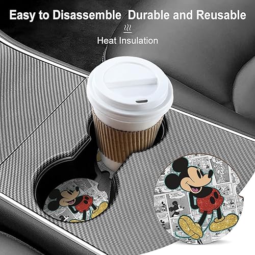 Miniatura 4 de Posavasos de automóvil para portavasos, paquete de 2 posavasos universales antideslizantes para automóvil, lindos accesorios de automóvil para