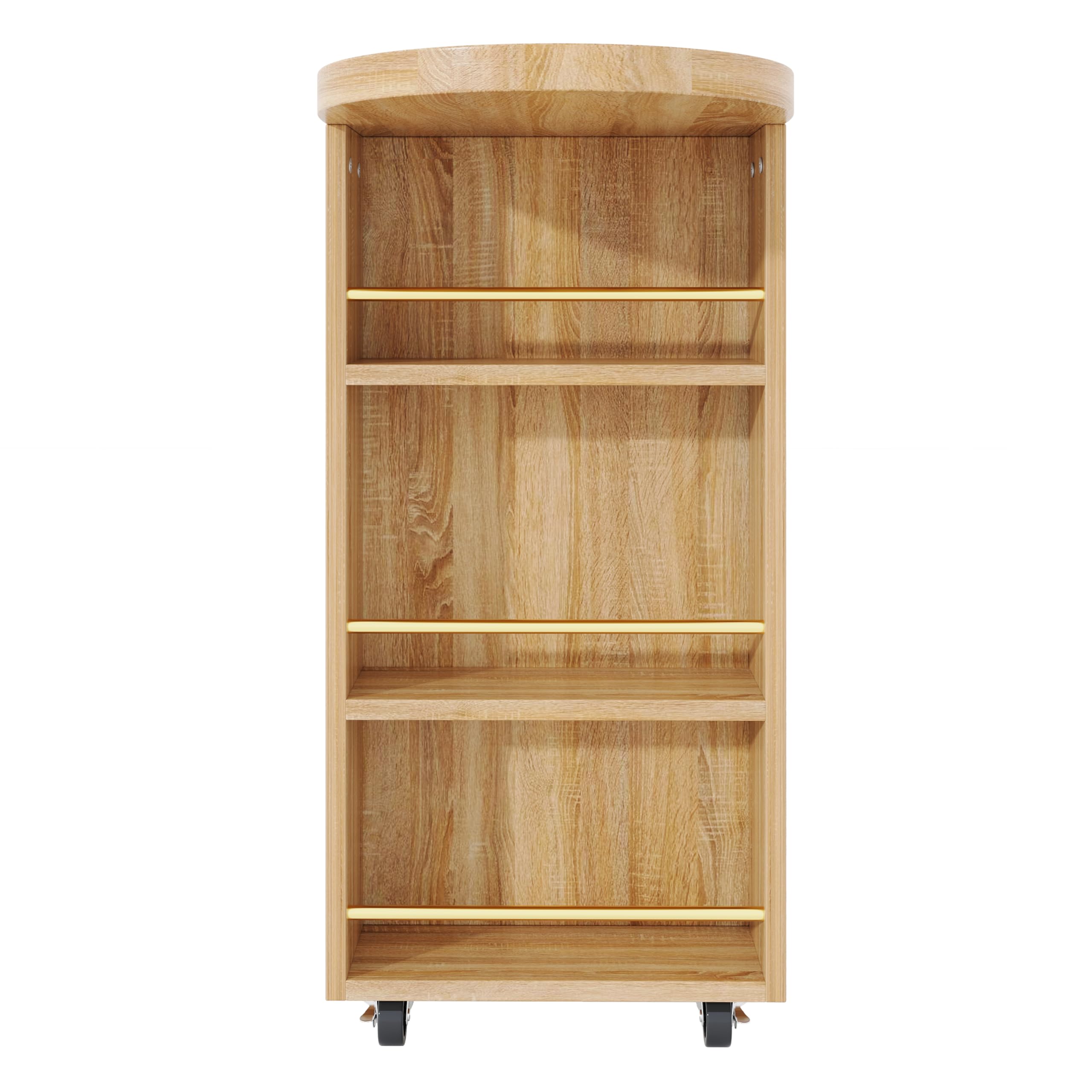 Sapgaks Îlot de Cuisine rotative à 360°,Porte en rotin PE et poignée en métal,Table de Bar avec 6 tiroirs,Equipé d'un Dispositif Anti-basculement,Aux Salon et Cuisine,Naturelle
