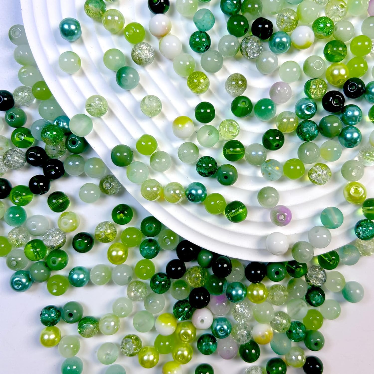 300pcs 6mm Glass Beads, 24 Colors Assorted Glass Beads for Jewelry Making, Green Series Round Spacer Bead Kit for St. Patrick's Day Bracelet Necklace DIY Craft - Image 4