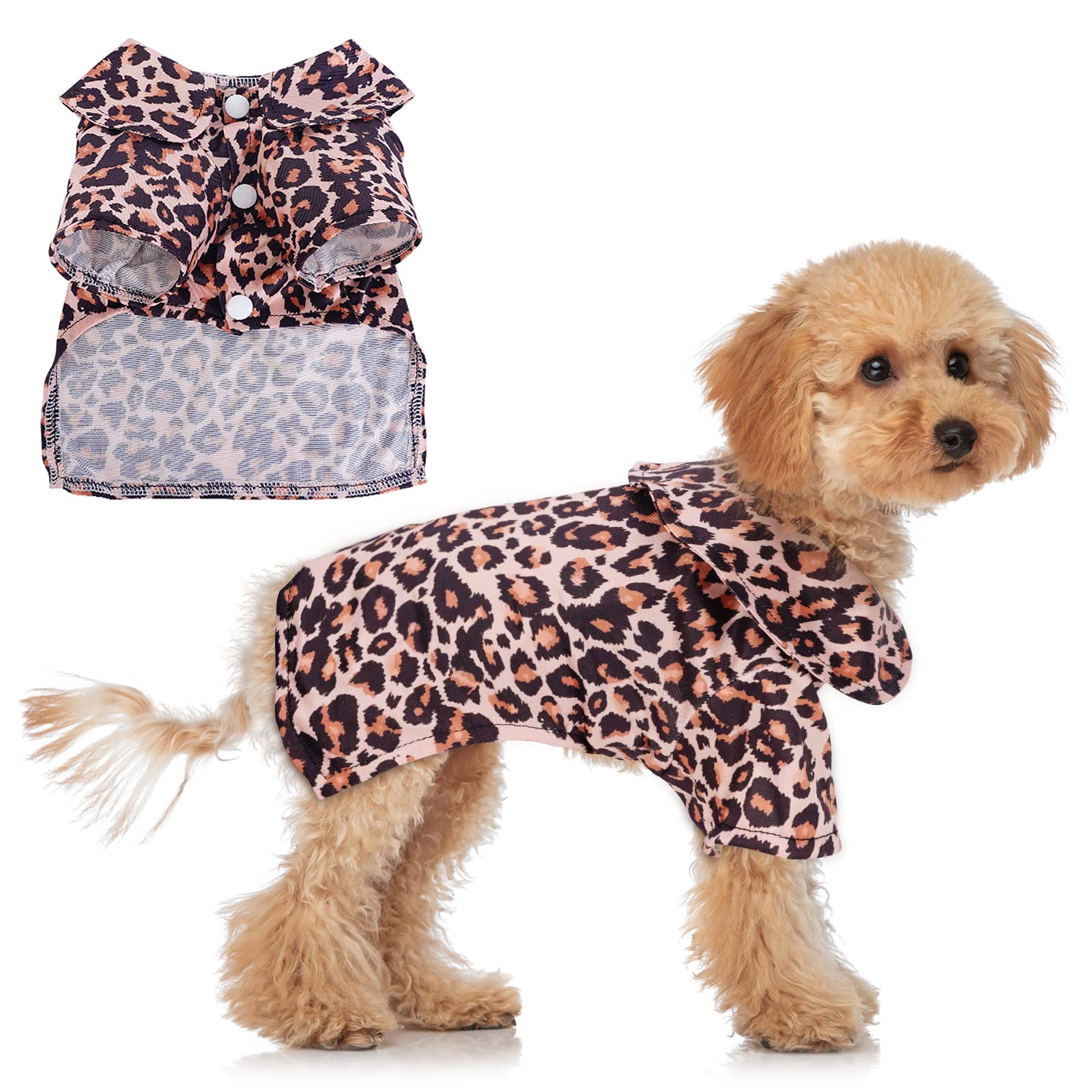Timoey Leopard Print Summer Dog Clothes Silk Soft Dog Shirt for Small Dog Cat Puppy Chihuahua Adorable Wearing Stylish Cozy T-Shirt(M)