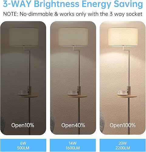 Miniatura 3 de Bombilla LED de 3 vías 50-100-150W equivalente a A21, bombilla de 3 vías 4000K blanco natural, 500-1600-2200LM lúmenes altos, 6-14-20W E26 bombilla