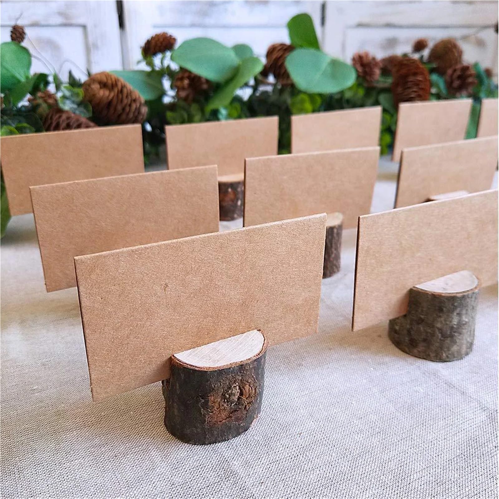 Tischkartenhalter aus Holz, 20 Stück, rustikaler Mini-Platzkartenhalter aus Holz, Ständer für Hochzeitstisch, Namensnummer, Bilder