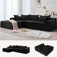 KORSER 110" L-Shaped Modular Sectional Sofa with Chaise - Corduroy Deep Seat Couch, No Assembly, Flexible for Small Living Rooms