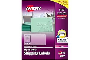 Avery Labels 18660: Clear, Printable, Shipping Labels with Sure Feed (5663)