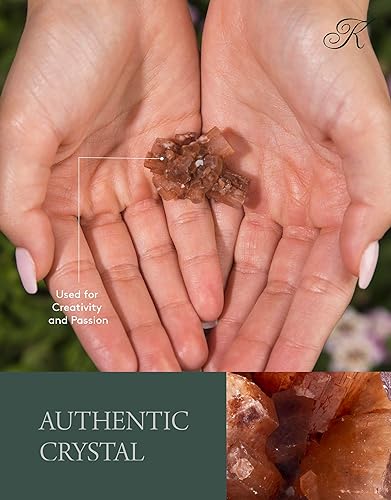 Miniatura 3 de KALIFANO Racimo de aragonita natural, estrella de cristal de reiki de alta energía con propiedades curativas, tarjeta de información incluida