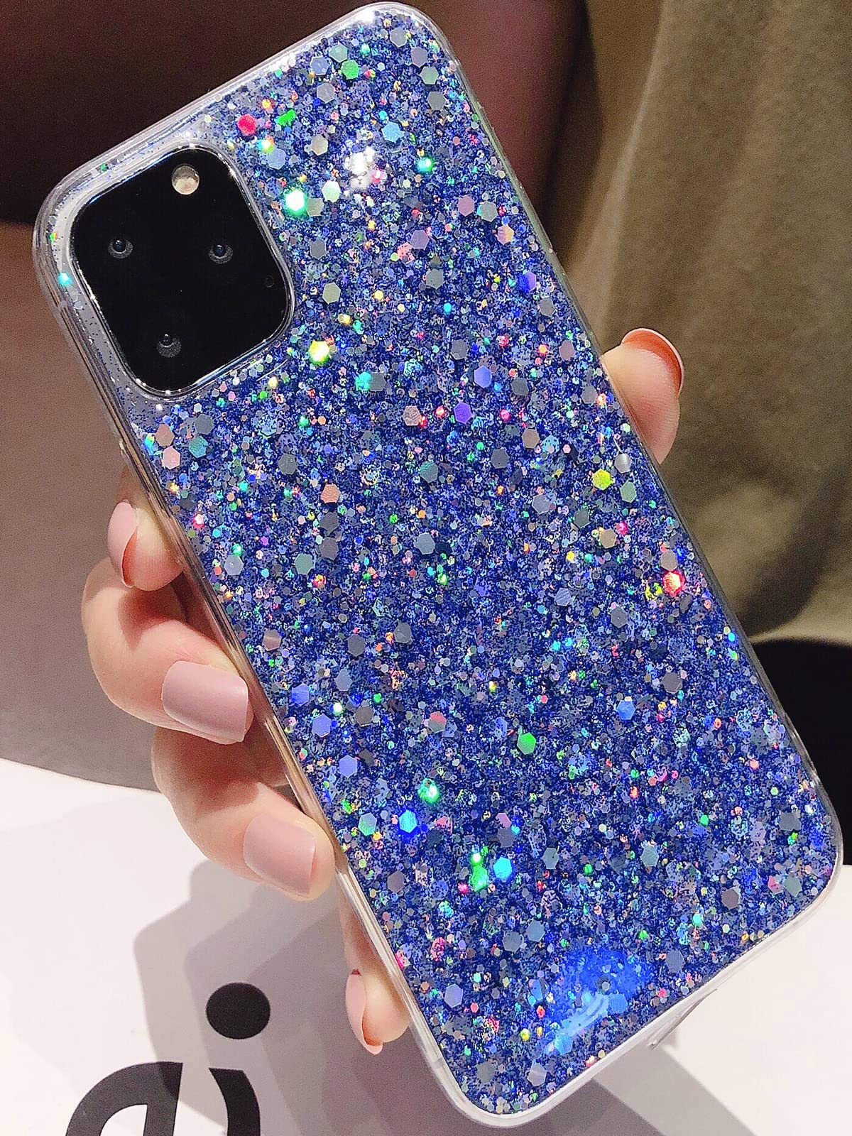 Winzizo for iPhone 11 Case Glitter Sparkle Bling Women Girls Cases Cute Rubber Slim Soft TPU Shockproof Drop Phone Protective Cover 6.1 inch (Blue)