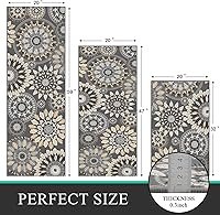 Vista 2 de Bsmathom Juego de Alfombras de Cocina Boho 3 Piezas, Alfombra de Cocina Antideslizante de Estilo Granja, Alfombras de Cocina Lavables