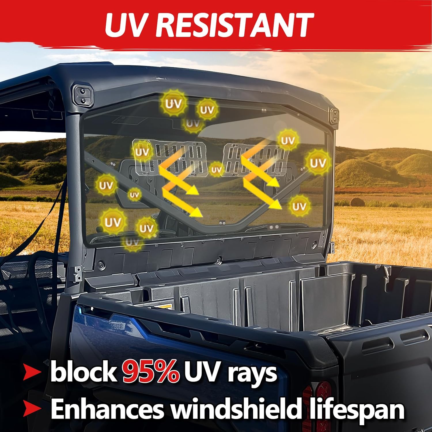 StarknightMT Sliding Vent UTV Rear Windshield Compatible with Can-Am Defender 2016-2026 HD5 HD8 HD10 Max, UV-Proof Heavy Duty PC Rear Window Full Back Window (Light Tint)