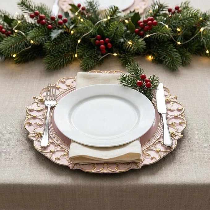 Platos Decorativos Rosas de 33 cm Juego de 6 de Plástico miniatura 11