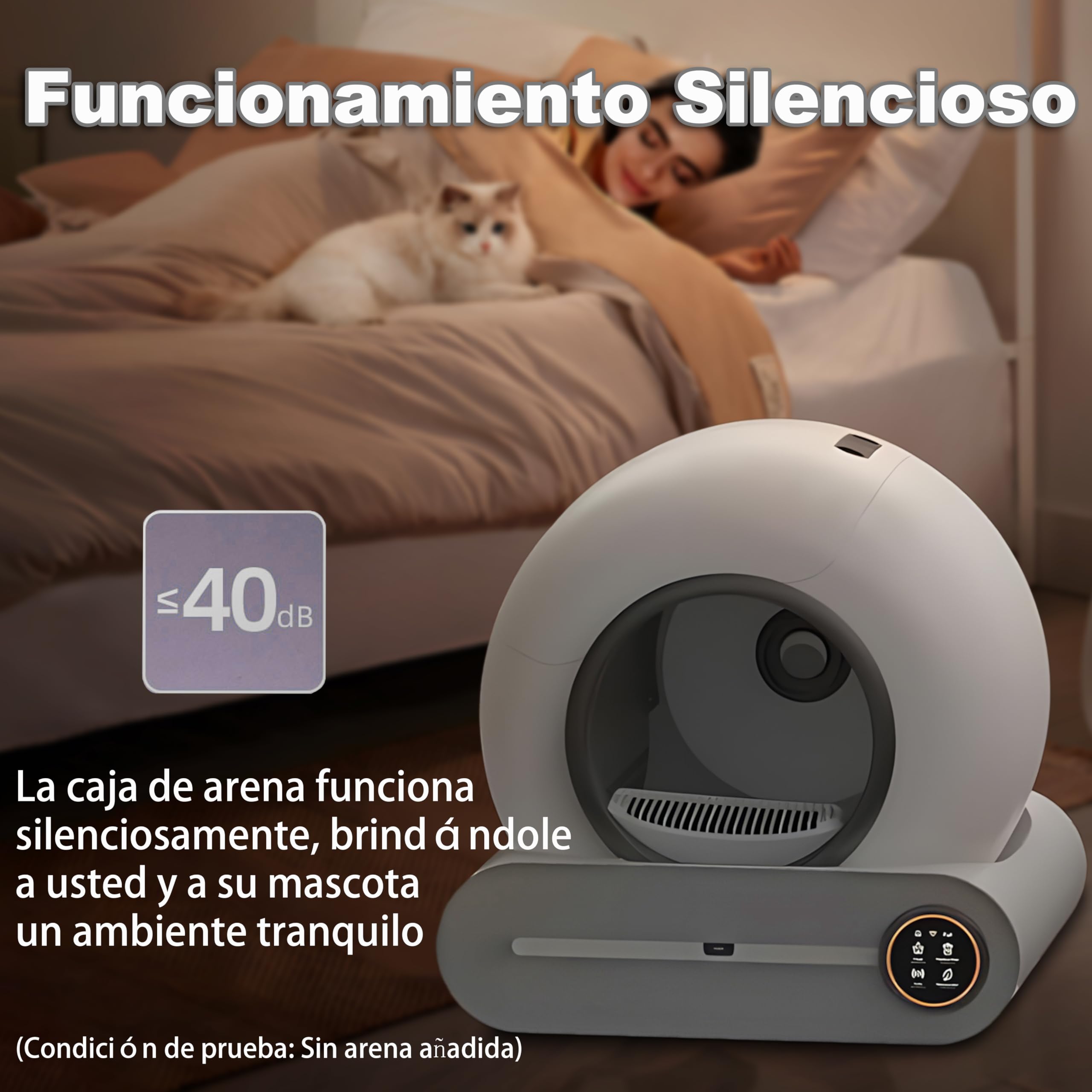 Arenero Gatos Autolimpiable, 74L Arenero Inteligente para Gato con Control App, Sin Fugas Orina, Eliminación de Olores con 5 Rollos Bolsas Basura y Tapetes Arena Gato para Varios Gatos (A)