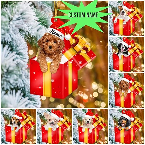 Miniatura 2 de IZI POD Dogo Argentino - Caja de regalo personalizada de 2 pulgadas color rojo con forma de adorno de Navidad adorno de Dogo Argentino con nombre