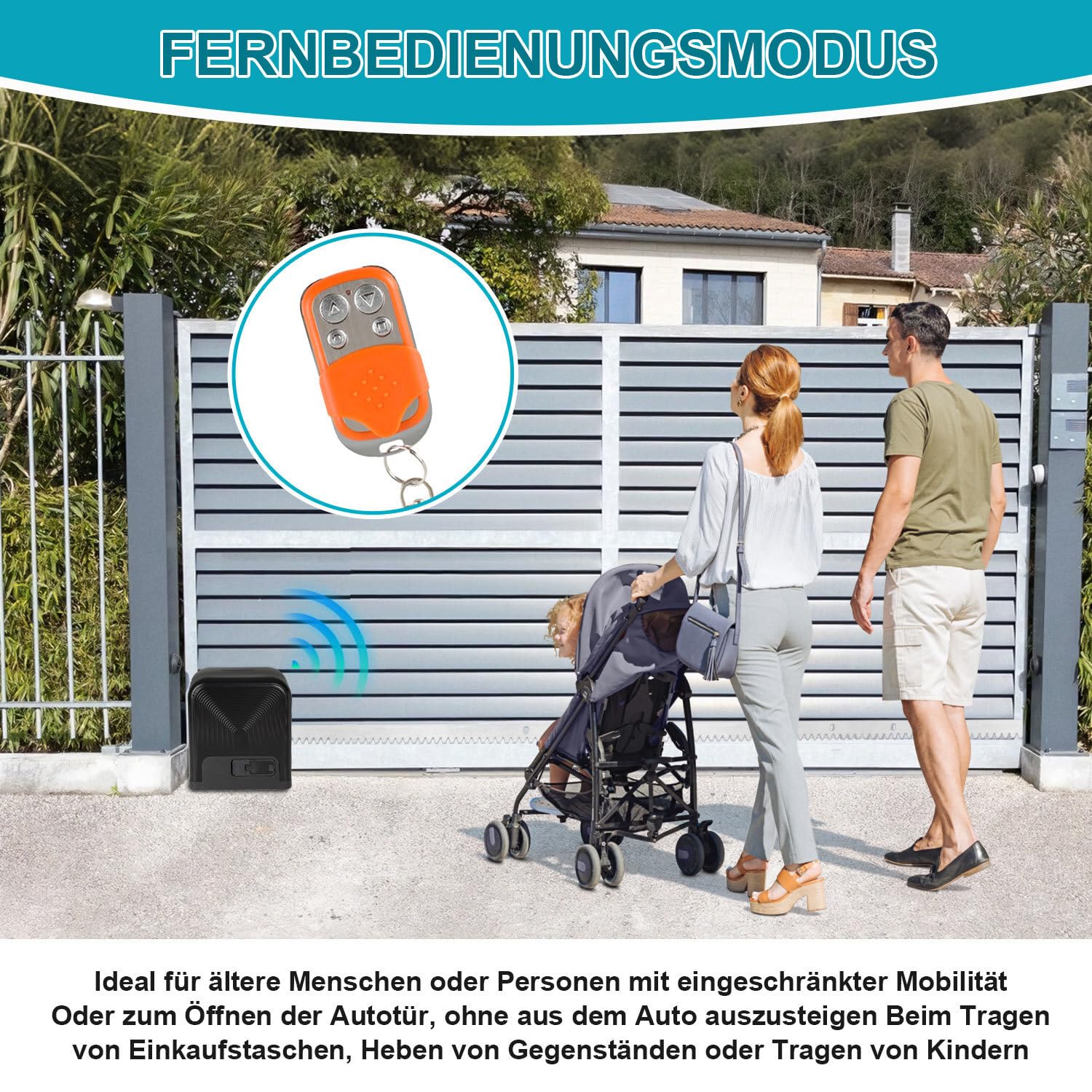 Attuatore scorrevole per cancello scorrevole 370 W 800 kg Smart WiFi azionamento automatico con 2 telecomandi, luce di avviso apriporta, funzione di chiusura automatica