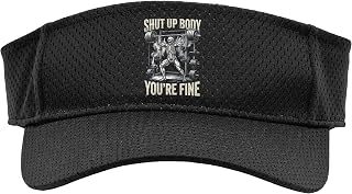 Shut Up Body You're Fine Funny Skeleton Weightlifting Sport Sun Visor