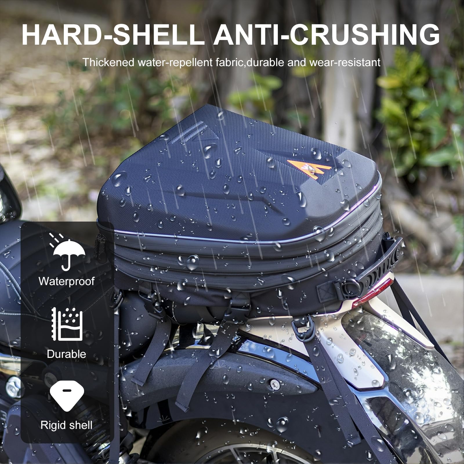Motorrad-Hecktasche ABS Hartschalen Helmtasche wasserdichte Motorrad-Reisetasche Helmhülle mit erweiterbarem Stauraum 20L-28L