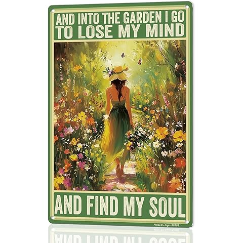 Funny Garden Sign – And Into the Garden I Go | 12x8″ Vintage Metal Sign for Outdoor...