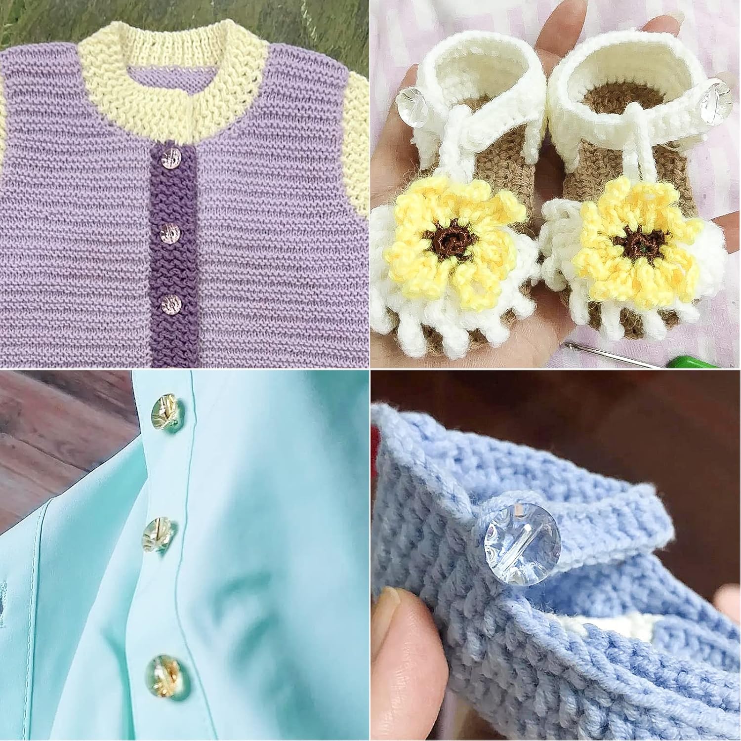 100pcs Transparent Crystal Button Children Candy Sweater Shirt Button Baby Cardigan Coat Button DIY Cute Buttons 12mm Yellow Buttons Buttons for Crafts