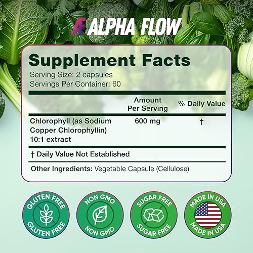 Miniatura 7 de Cápsulas de clorofila de 600 mg - Suplemento de clorofila para energía y piel - Desodorante interno para mujeres y hombres - Alternativa a las gotas