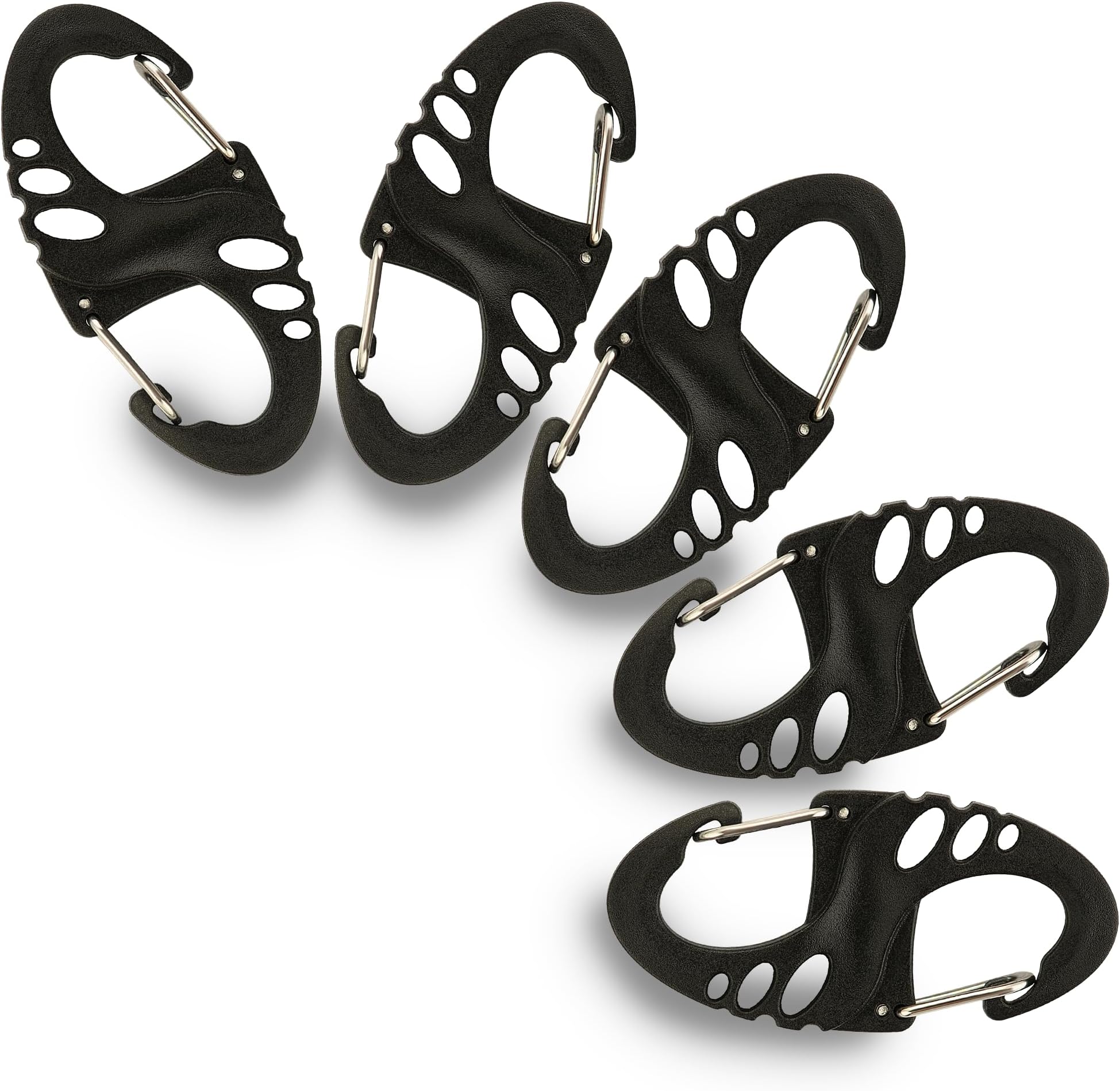 Carabiner Clip - Double Spring snap Hook- 5 Pack S-Biners - Locking Key Ring - Mini Carabiners