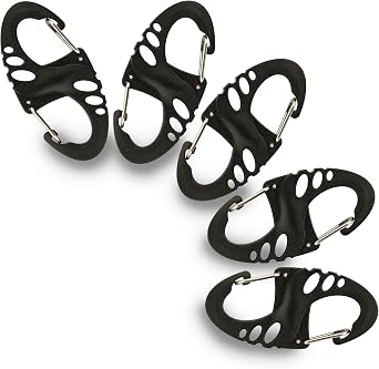 Carabiner Clip - Double Spring snap Hook- 5 Pack S-Biners - Locking Key Ring - Mini Carabiners
