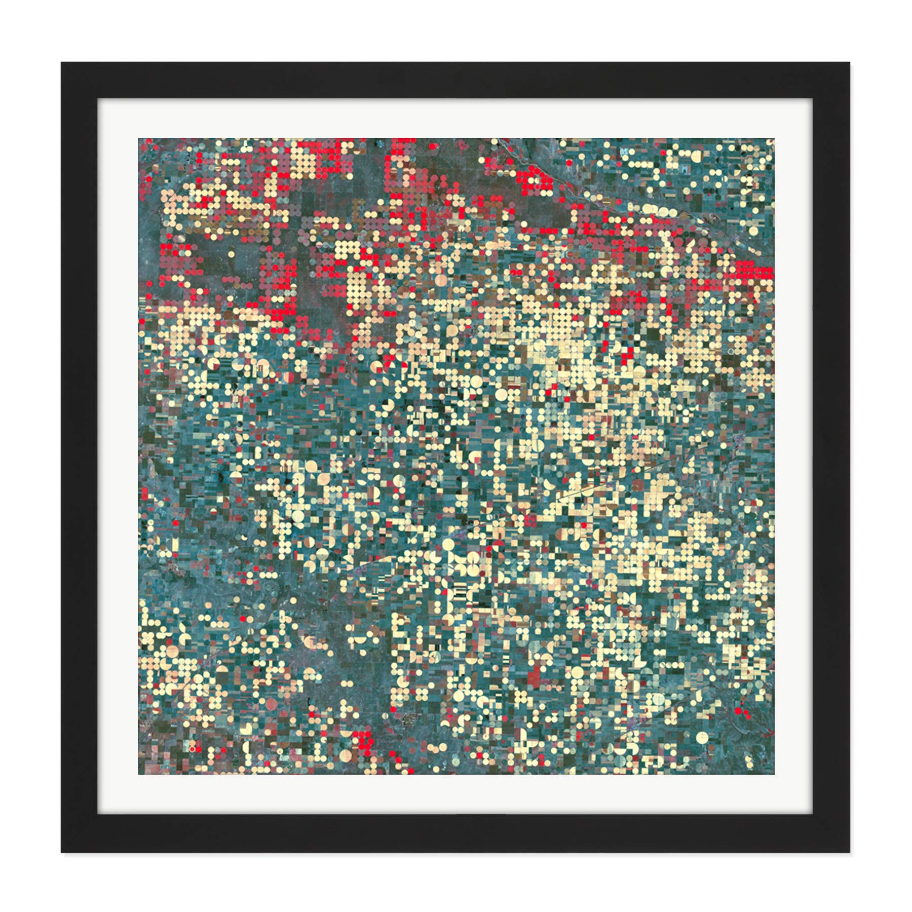 Abstract Little Squares Square Wooden Framed Wall Art Print Picture 16X16 Inch