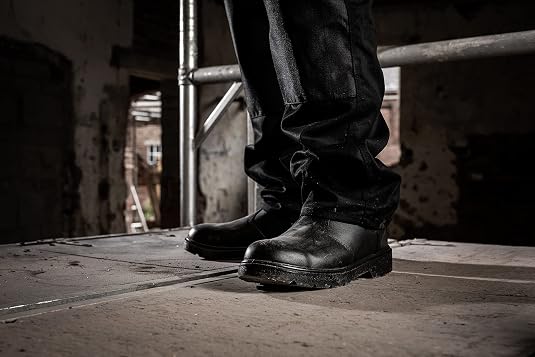 Bottines De Sécurité Blackrock SF12B - Embout Acier, Semelle Antidérapante, à Enfiler, Cuir Noir - Homme/Femme