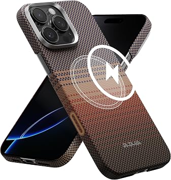 PITAKA iPhone 16 Pro Max Case, Lightweight, 600D Aramid Fiber, Thin, Shockproof Sunset Pattern