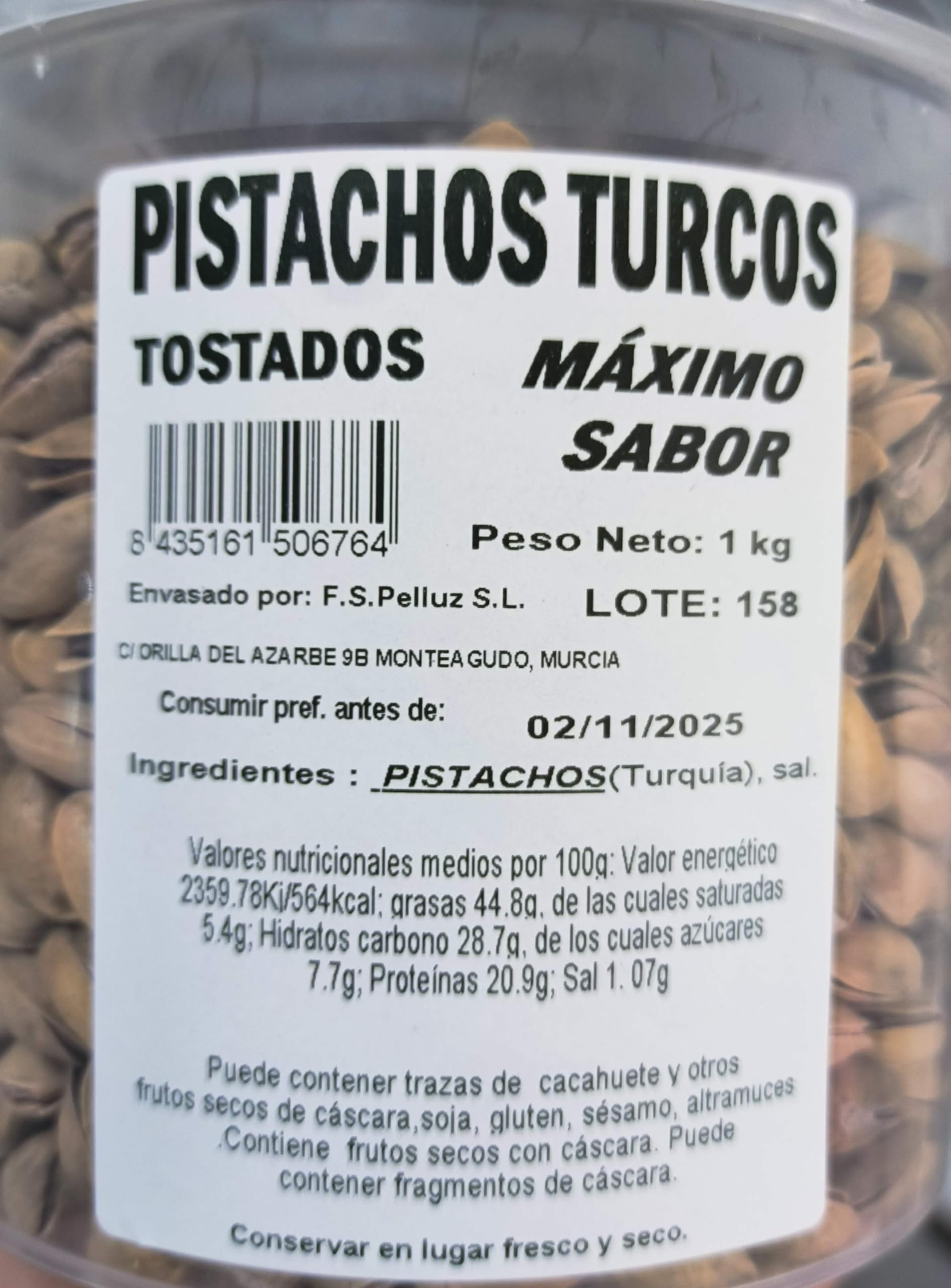 Pistachos Turcos 1 Kg Tostados con sal - Maximo Sabor