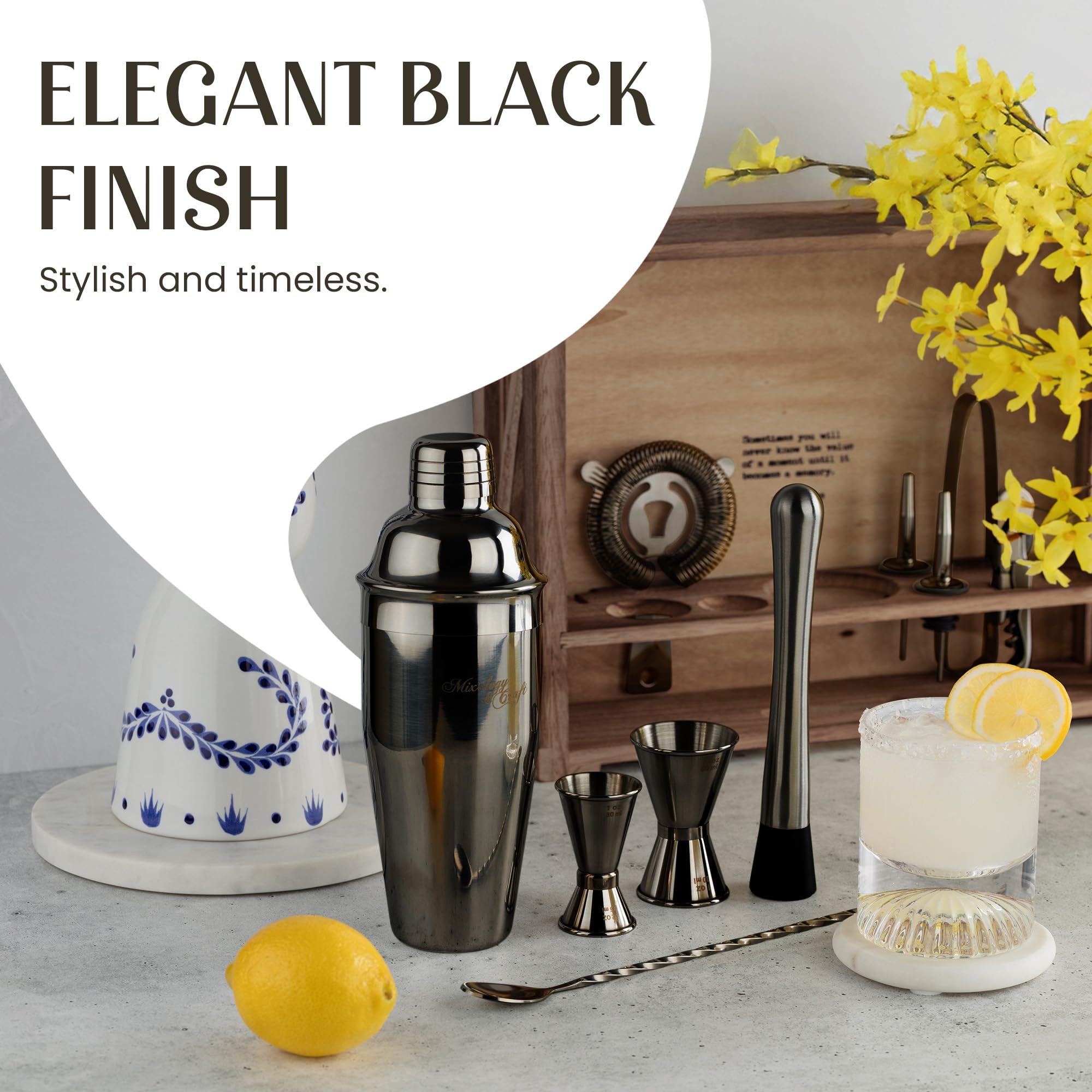 Amazon｜Mixology & Craft 素朴なカクテルシェーカーセット – 木製