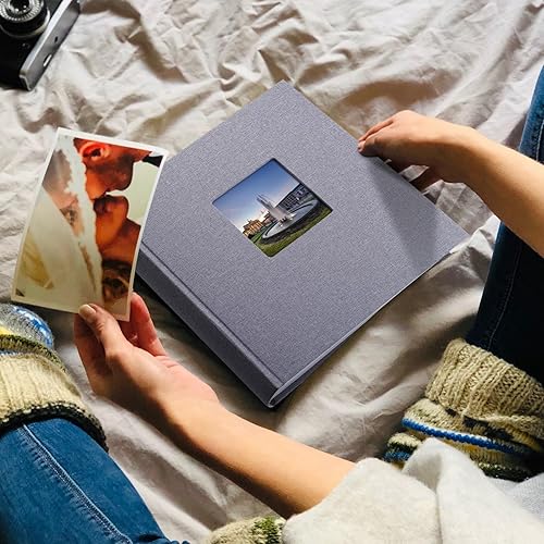 Miniatura 7 de Álbum de fotos con espacio de escritura, álbum de fotos de alta calidad, 120 páginas para 3 x 5, 4 x 6, 5 x 7, 6 x 8, 8 x 10, cubierta de lino con