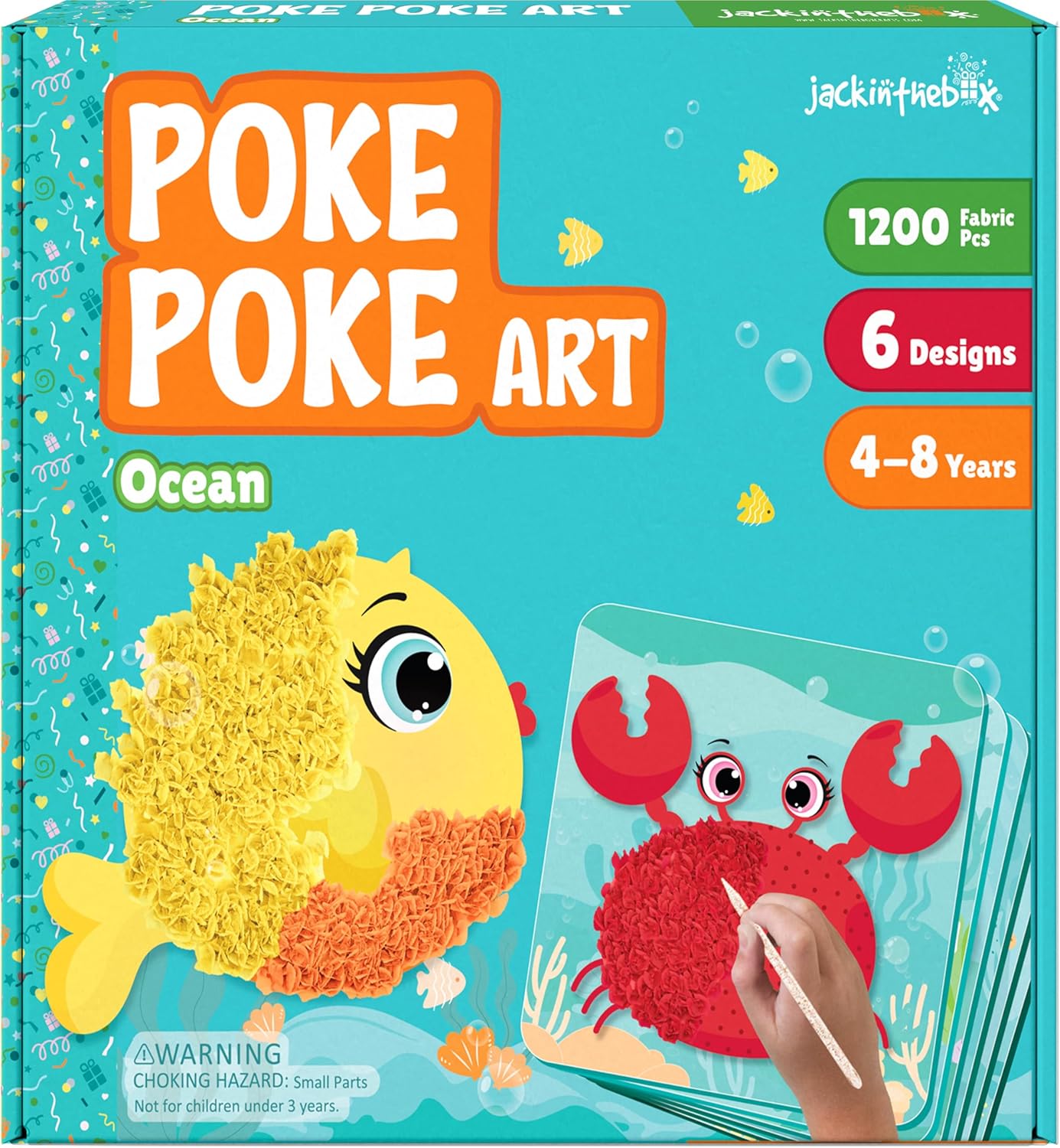 jackinthebox Poke Poke Art – Ocean Theme, Mess-Free Fabric Art and Craft, Flower Pressing Kits, Gift for Kids, Toys for Girls and Boys Ages 4 5 6 7 8