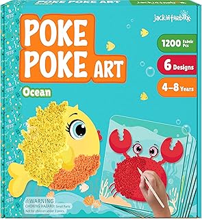 jackinthebox Poke Poke Art – Ocean Theme, Mess-Free Fabric Art and Craft, Flower Pressing Kits, Easter Gifts for Girls and Boys Ages 4 5 6 7 8