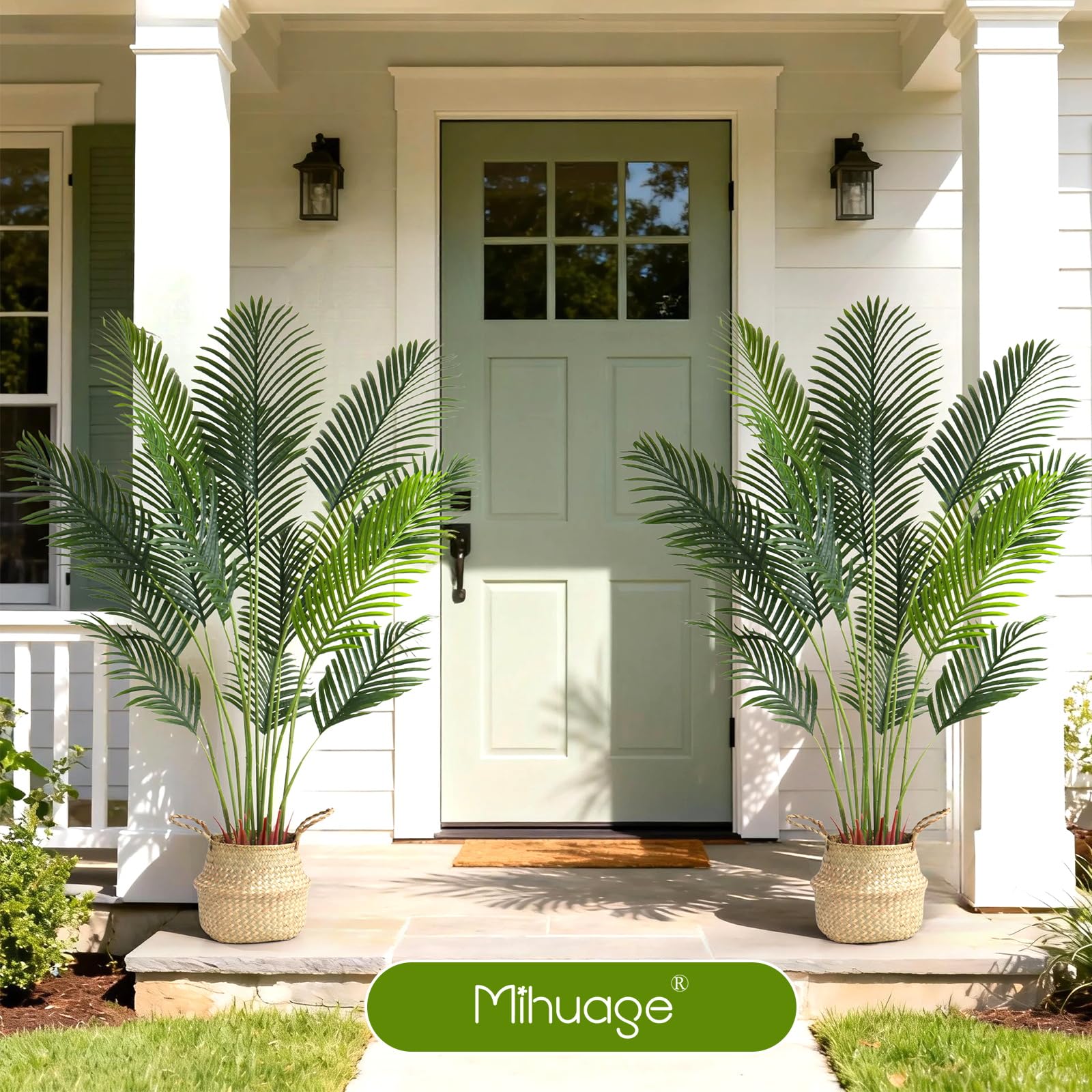 MIHUAGE Palma Areca artificiale, 160 cm, albero realistico per decorazione domestica, Ramadan e decorazione moderna per la casa, per interni ed esterni e ufficio, regalo perfetto per l'inaugurazione