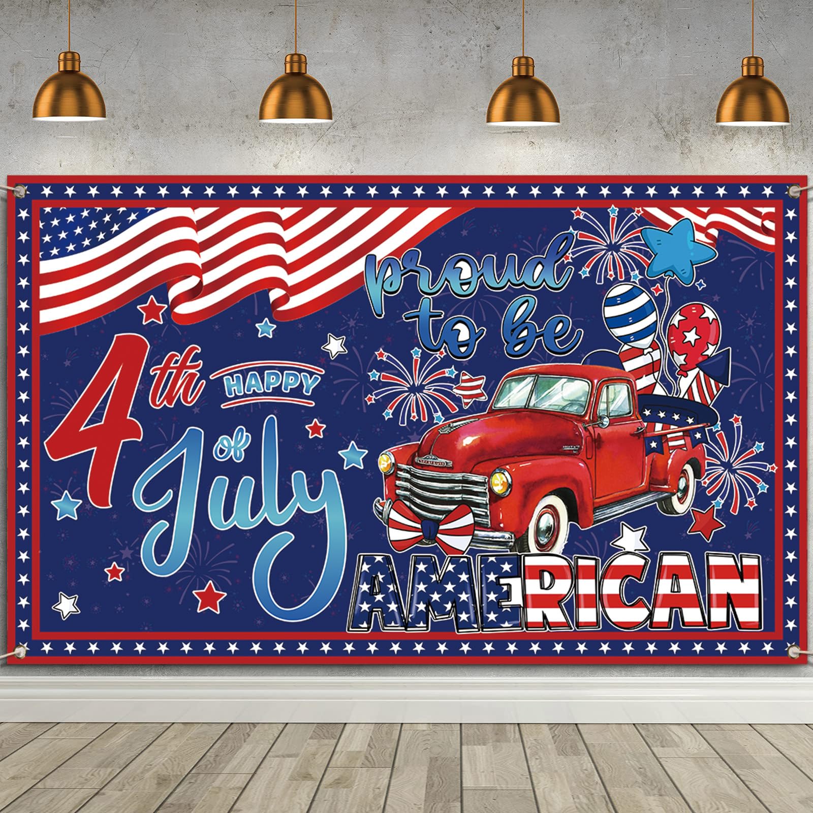 Red White and Blue Happy 4th of July Photo Backdrop Proud to Be American Banner Fourth of July Patriotic Party Deocrations and Supplies for Home